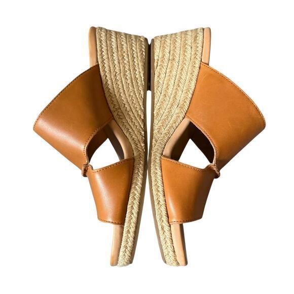 UGG Eirene Leather Espadrille Wedge Sandal Tan Brown Size 10 - Picture 9 of 11